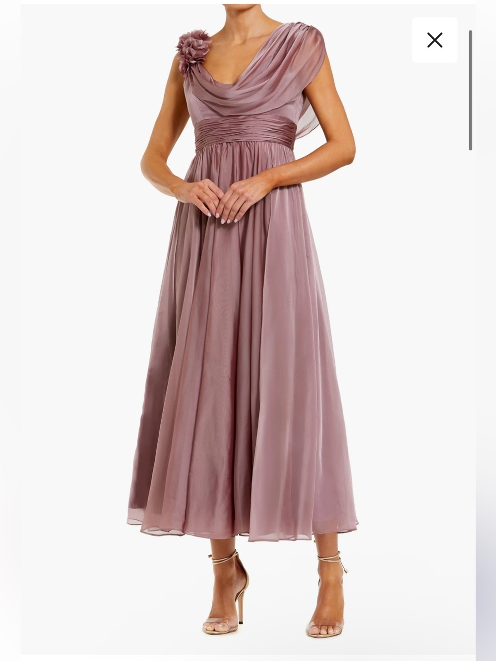 Mac Duggal Antique Rose Chiffon Midi Dress